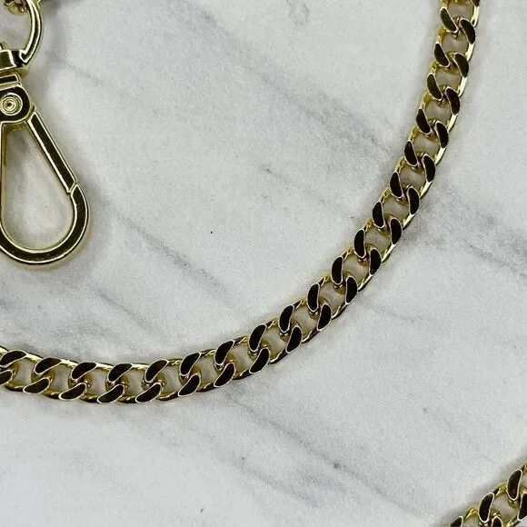Gold Tone Flat Chain Link Purse Handbag Replacement Strap 46" ✨ - Picture 9 of 12